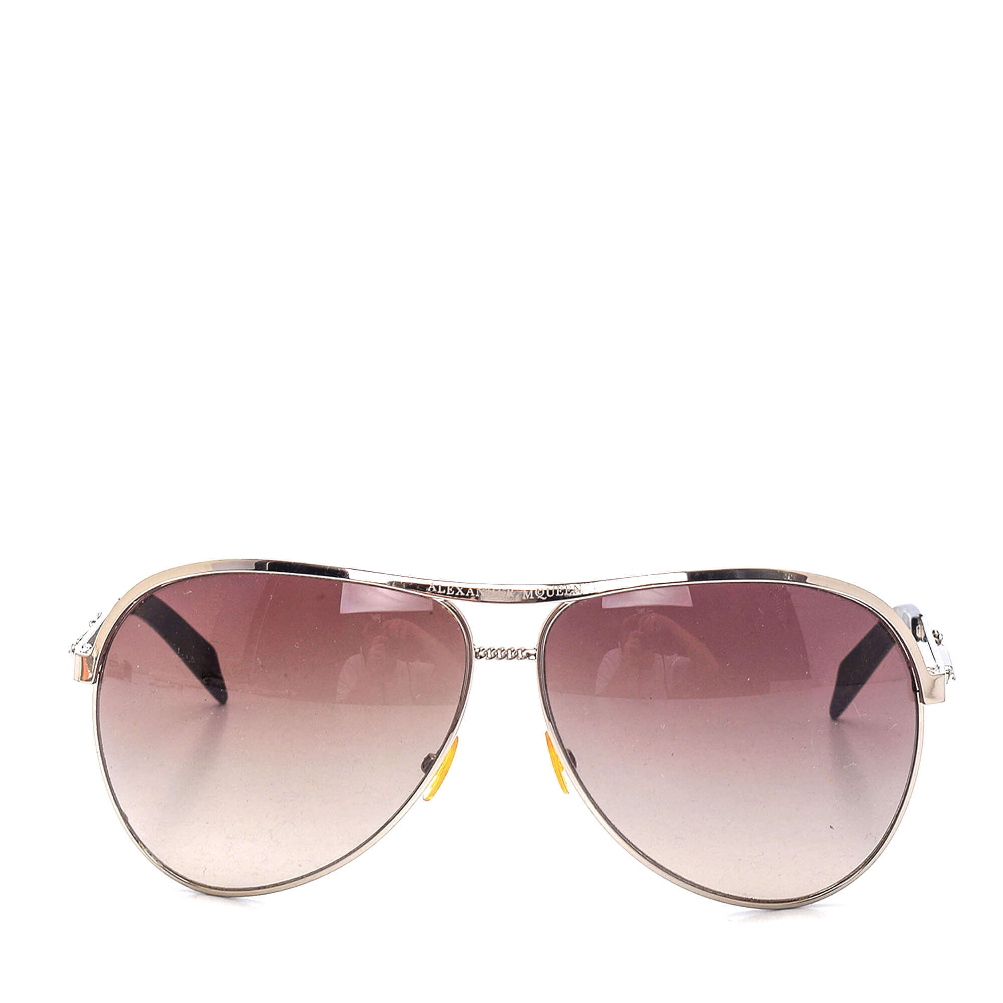 Alexander McQueen - Brown and Silver Metal Aviator Sunglasses